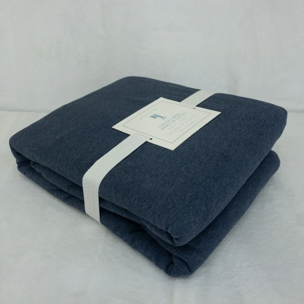 Pottery Barn Kids Twin 100% Cotton Jersey Duvet Cover Navy Blue 68x86 New